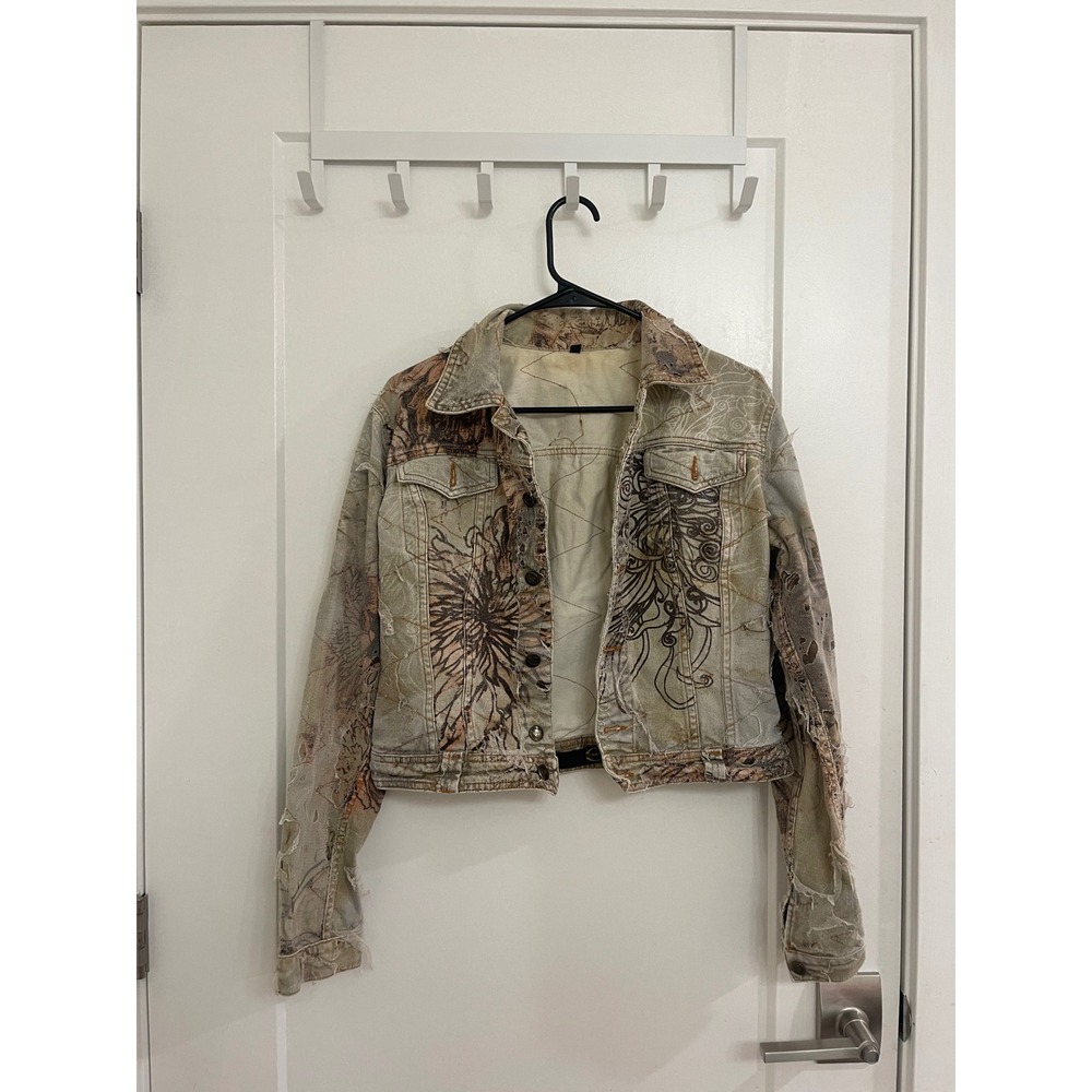 Vintage‎ Just Cavalli Artsy Distressed Y2K Punk Euro Italian Jacket Streetwear